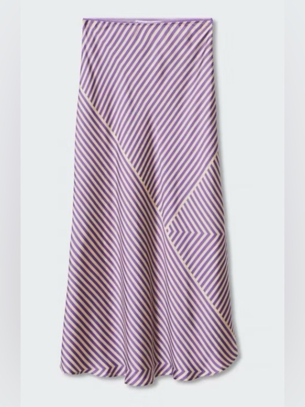 Mango | Lavender and Cream Striped Satin Skirt | 2XL